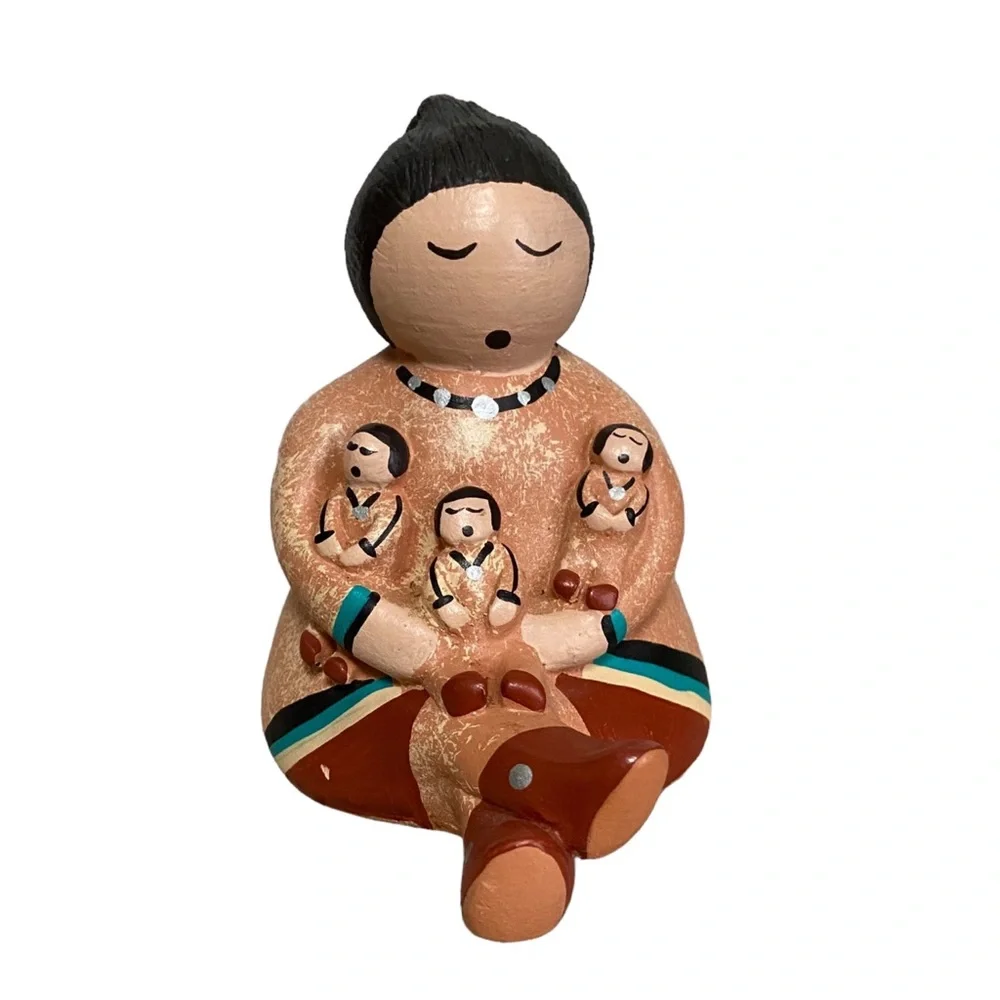 Hand-Painted Storyteller and 3 Children Whitefeather Studios Arizona